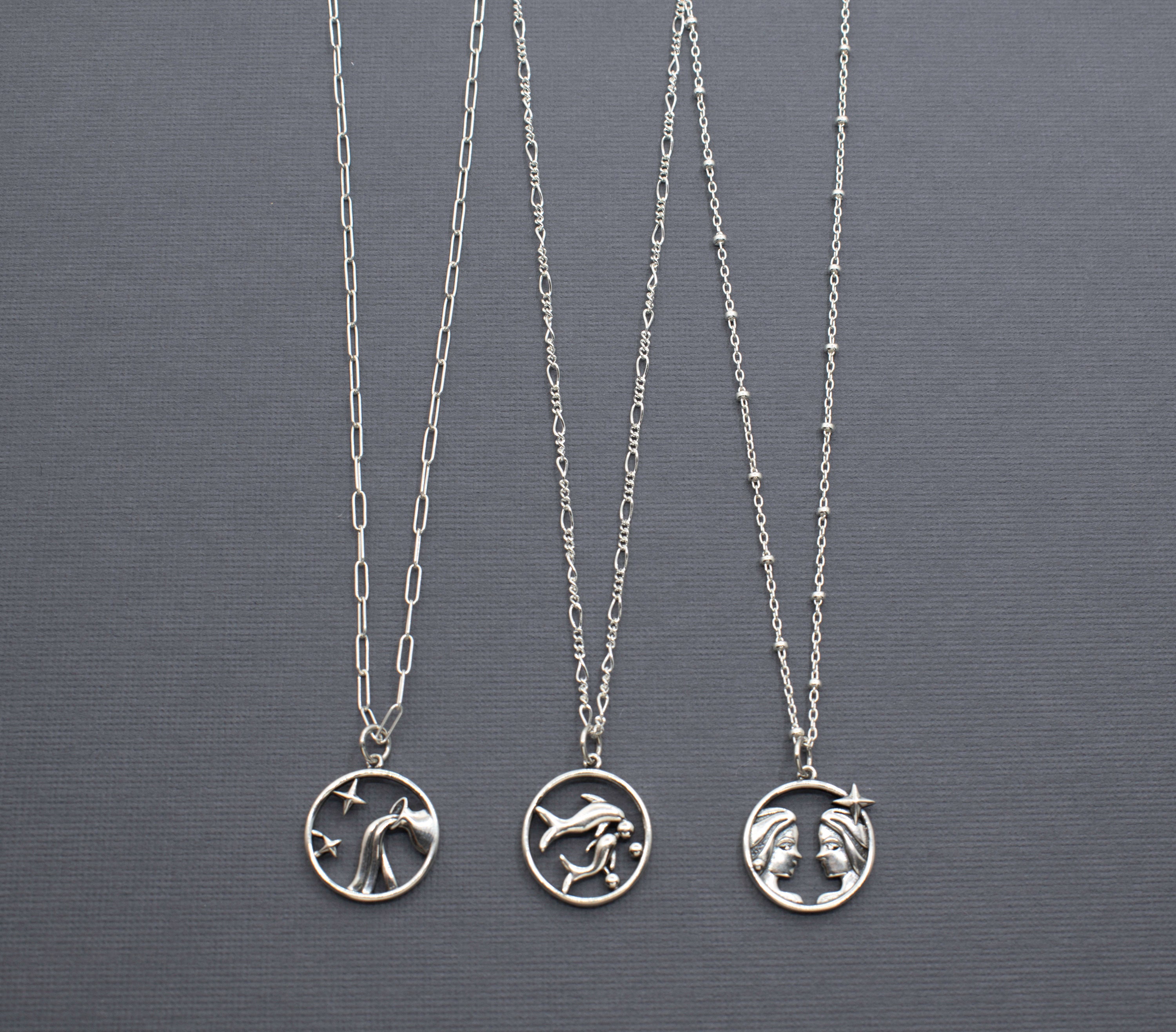 925 Sterling Silver Zodiac Necklace, Solid Sterling Silver Astrology ...