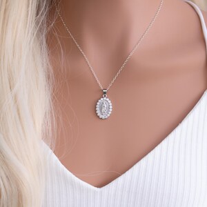 Mary Necklace, Our Lady of Guadalupe Silver Cubic Zirconia Necklace - Etsy