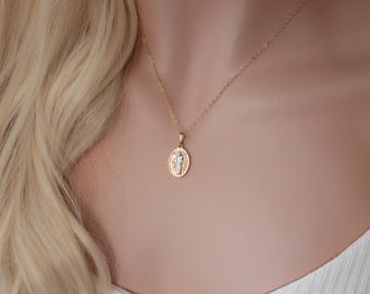 St. Raphael the Archangel Necklace, White Gold Filled St. Raphael, Catholic Gift