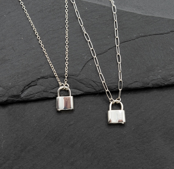 Initial Lock Necklace, Custom Engraved Lock Necklace, Dainty 925 Sterling Silver  Padlock Pendant, Tiny Lock, Dainty Silver Lock Necklace
