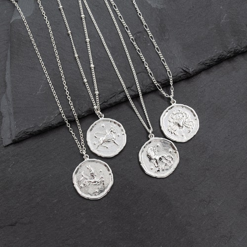 Silver Zodiac Necklace Astrology Jewelry Horoscope Necklace | Etsy