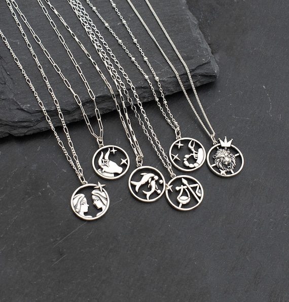 Zodiac necklace hotsell sterling silver