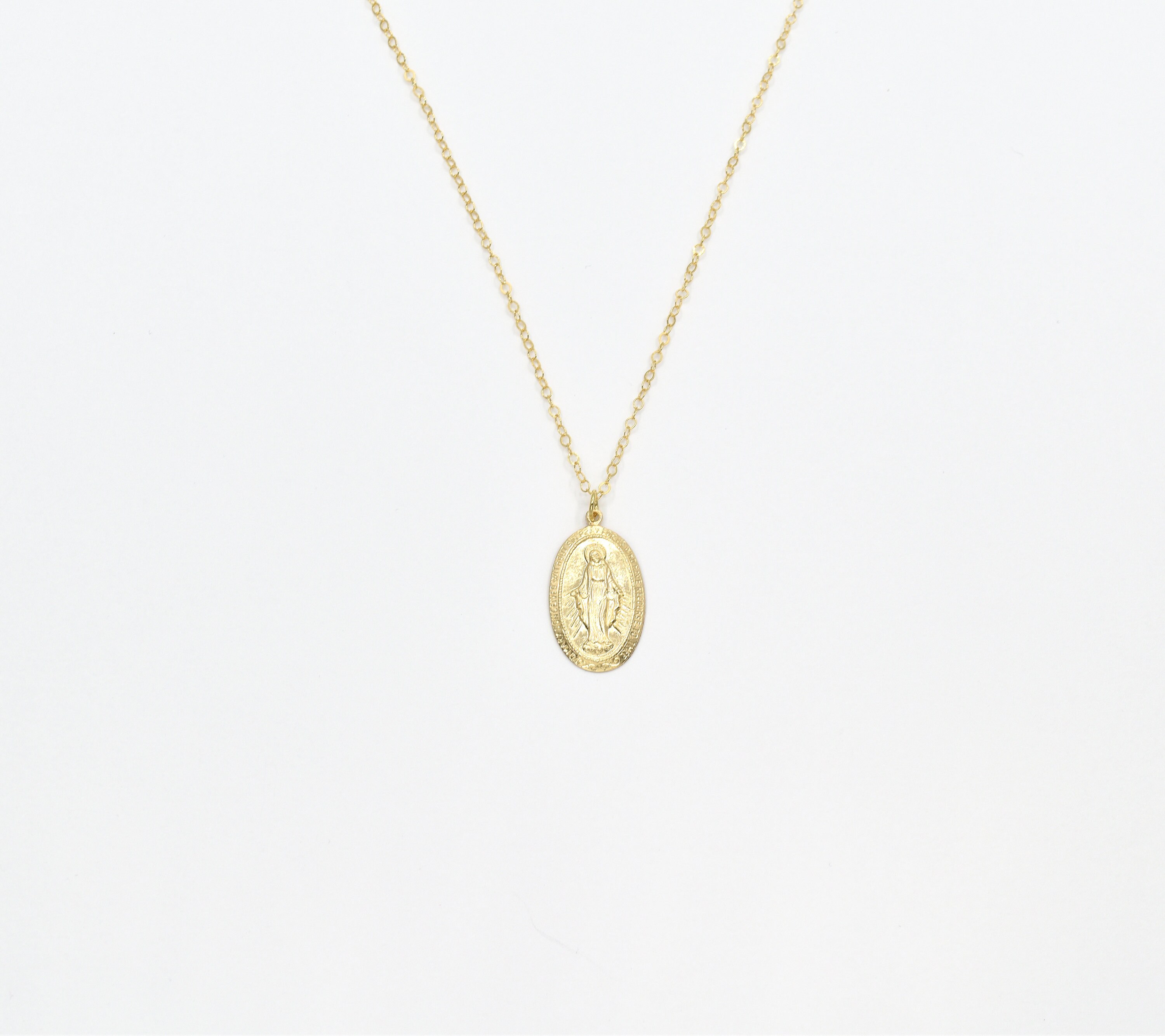 14k Gold Filled Oval Blessed Mother Virgin Mary Our Lady of - Etsy
