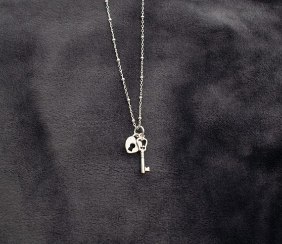 Sterling Silver Key and Lock Necklace for Couples