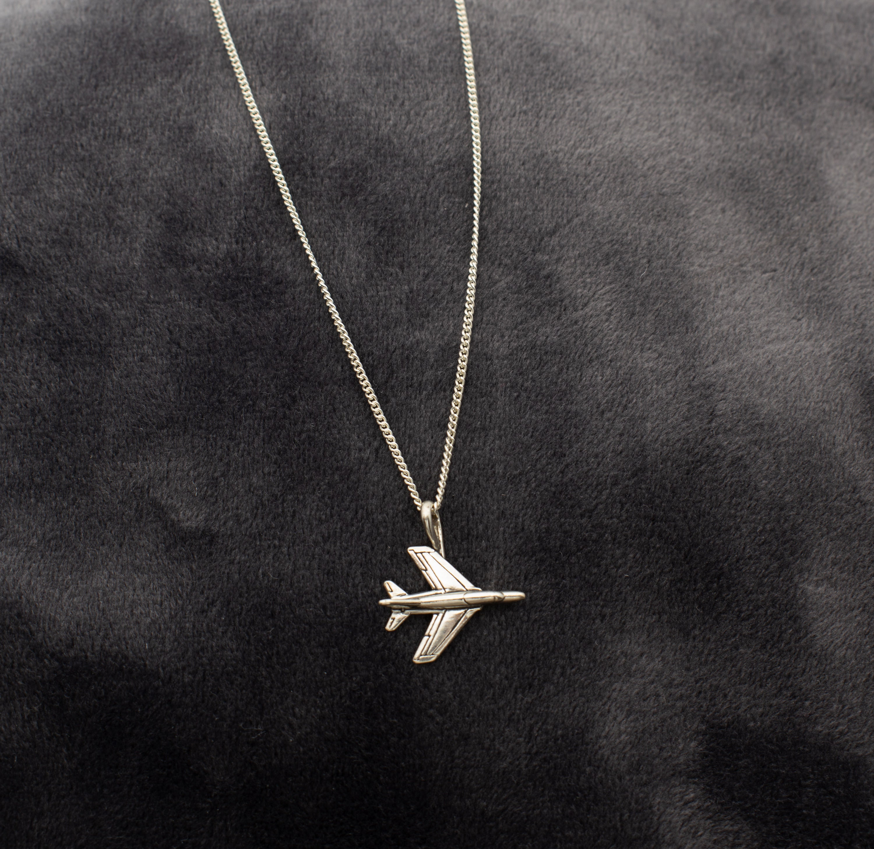 Small Airplane Necklace Silver Aviation Themed Gifts 