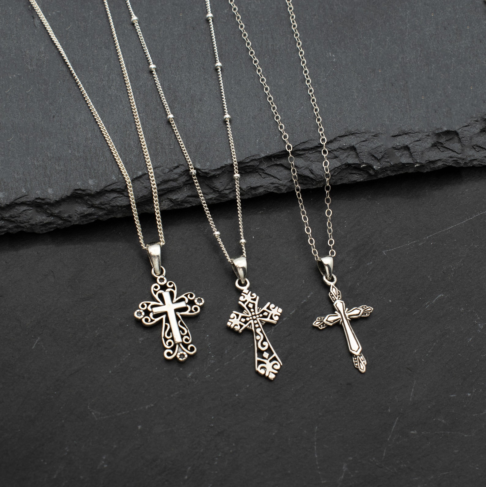 925 Sterling Silver Victorian Cross Necklace - Etsy