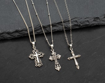 925 Sterling Silber Viktorianische Kreuz Halskette