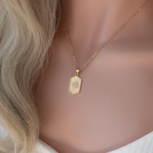 Hexagon Sunburst Gold Filled Necklace