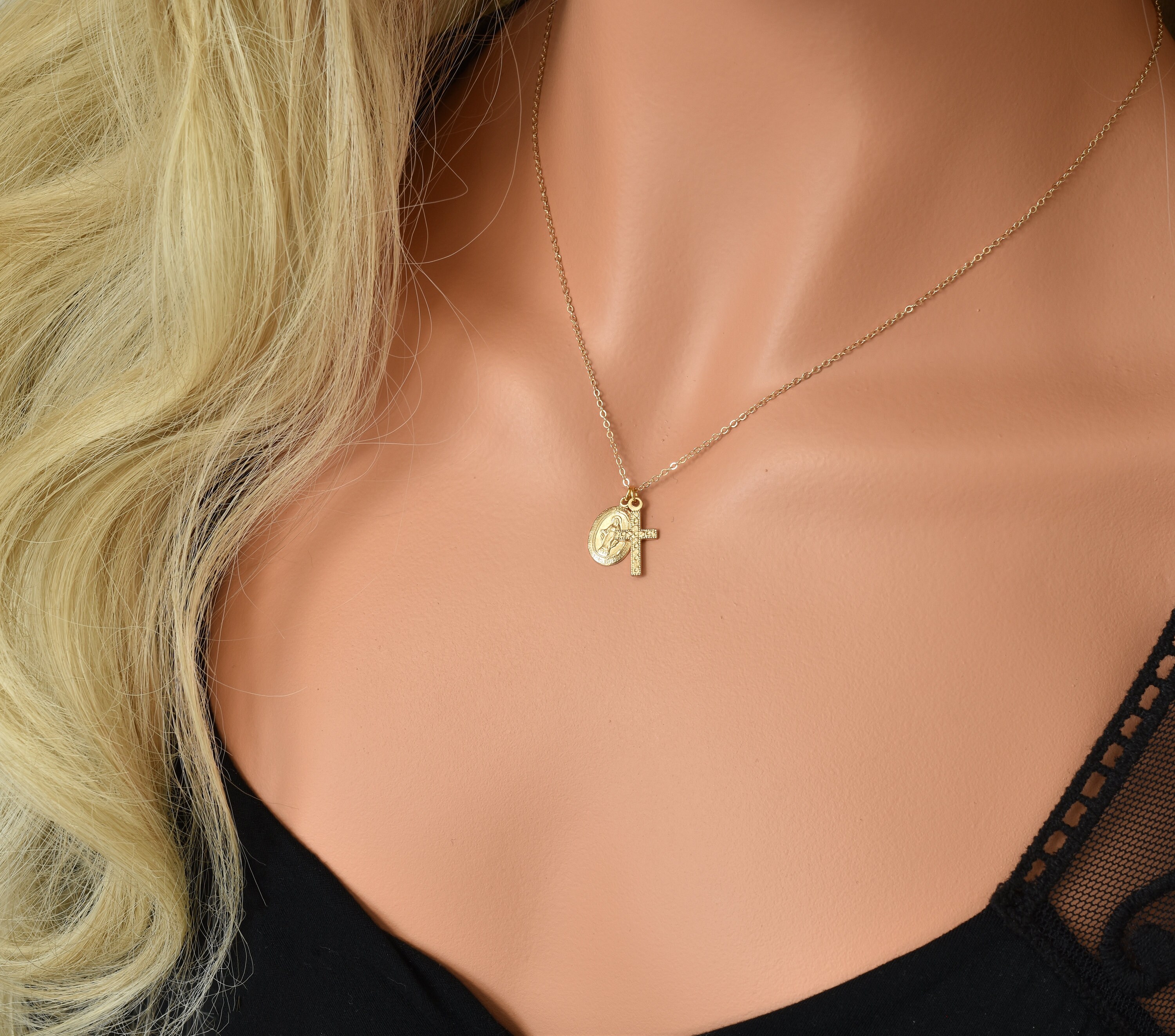 14K Gold Yellow Oval Blessed Mother Virgin Mary, Our Lady of Guadalupe ...