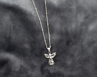 925 Sterling Silber Engel mit Herz Anhänger Halskette