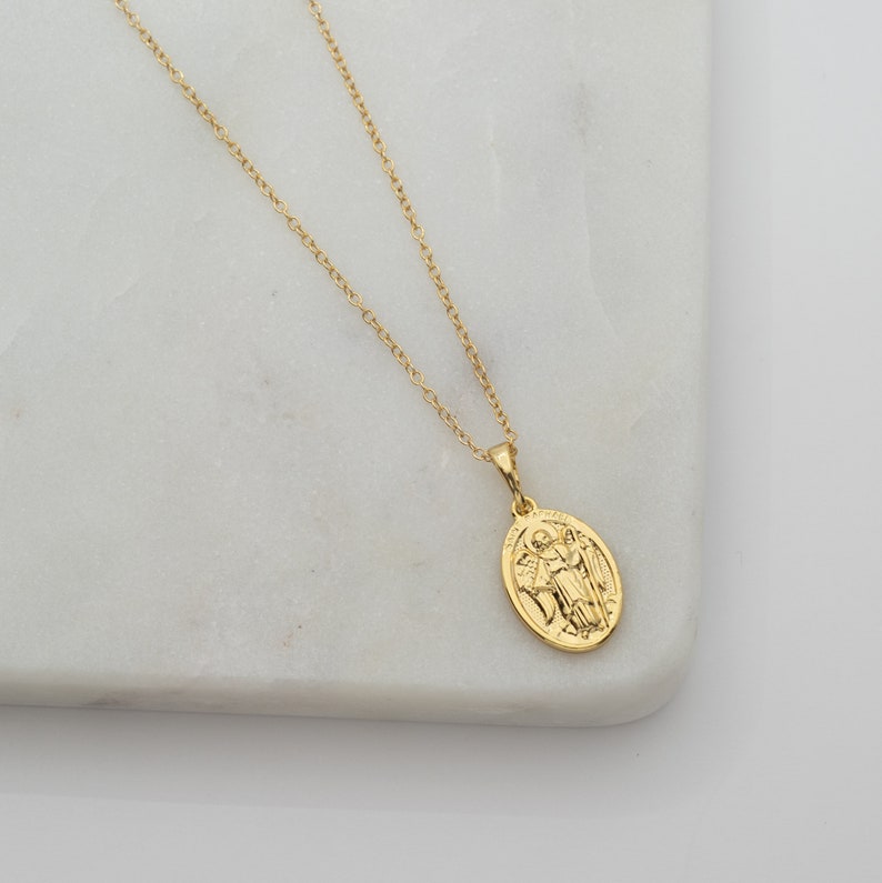 Gold Filled St. Raphael the Archangel Saint Medal Necklace, Catholic Gift image 4
