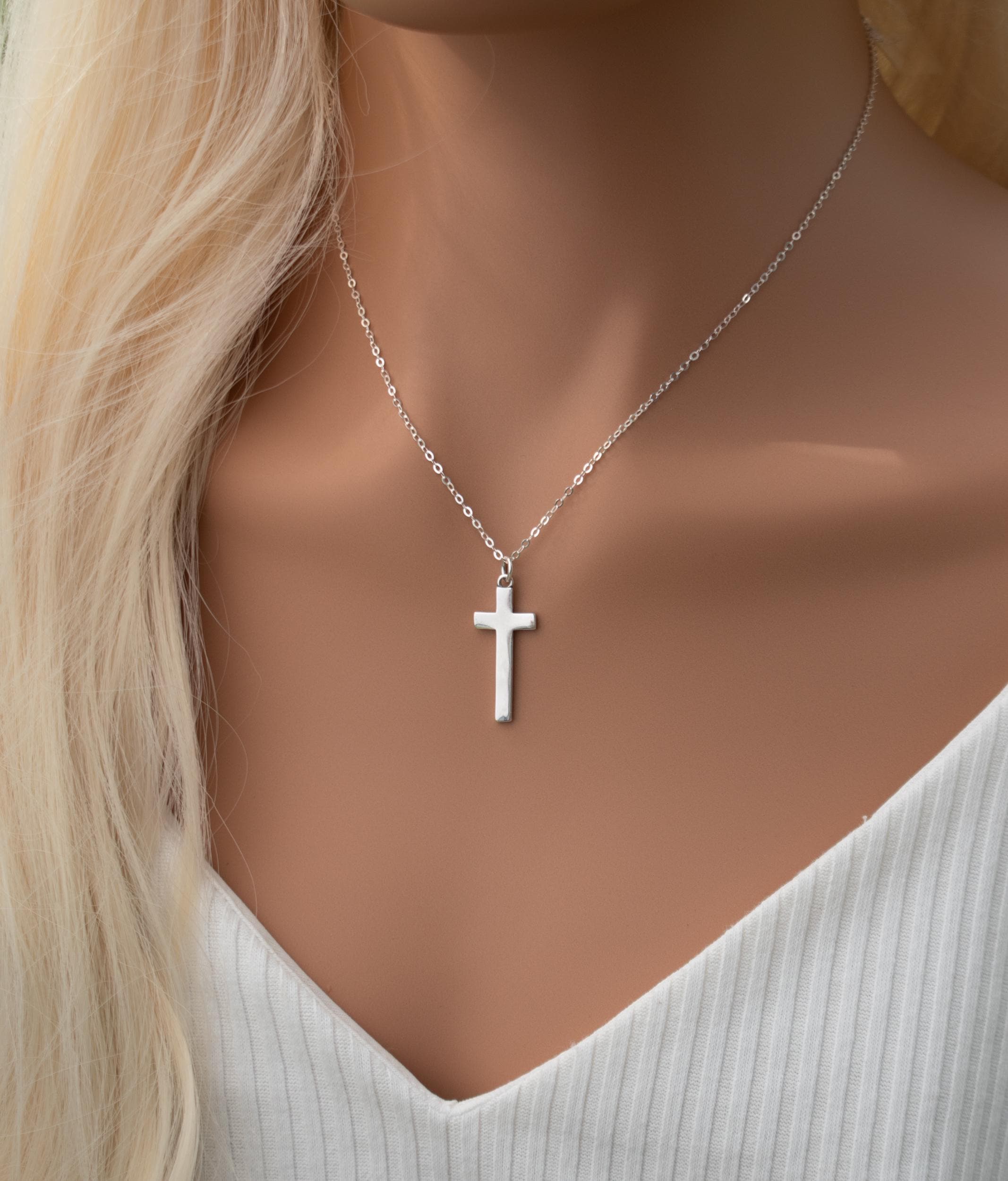 925 Sterling Silver Cross Necklace, Religious Jewelry Gift