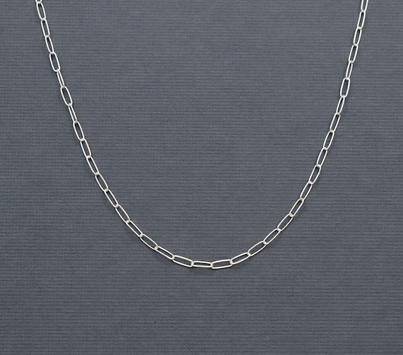 Dainty Rectangle Link Necklace // Sterling Silver Chain Necklace