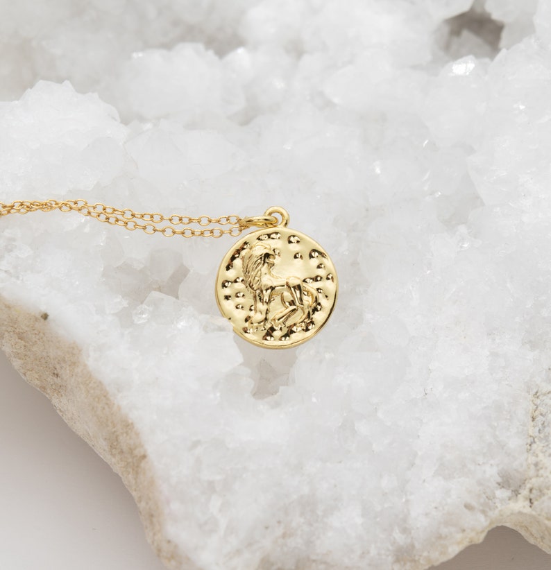 14k Gold Filled Zodiac Necklace Double Sided Horoscope Etsy