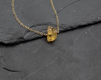 Citrine Necklace, Raw Citrine Necklace, Citrin Gemstone Necklace