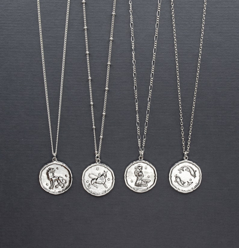 Silver Zodiac Necklace Astrology Jewelry Horoscope Necklace Etsy UK