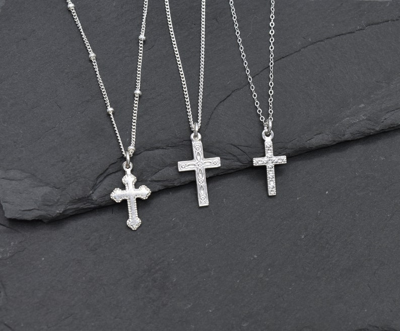 Sterling Silver Religious Necklace Minimalist jewelry Tiny Sterling Silver Cross Necklace