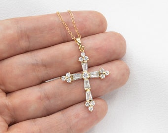 14K Gold Plated Purple Cz Religious Mini Micro Iced Unisex Small Cross Pendant 14K Gold Plated Purple Cz Religious Mini Micro Iced Unisex Small Cross Pendant