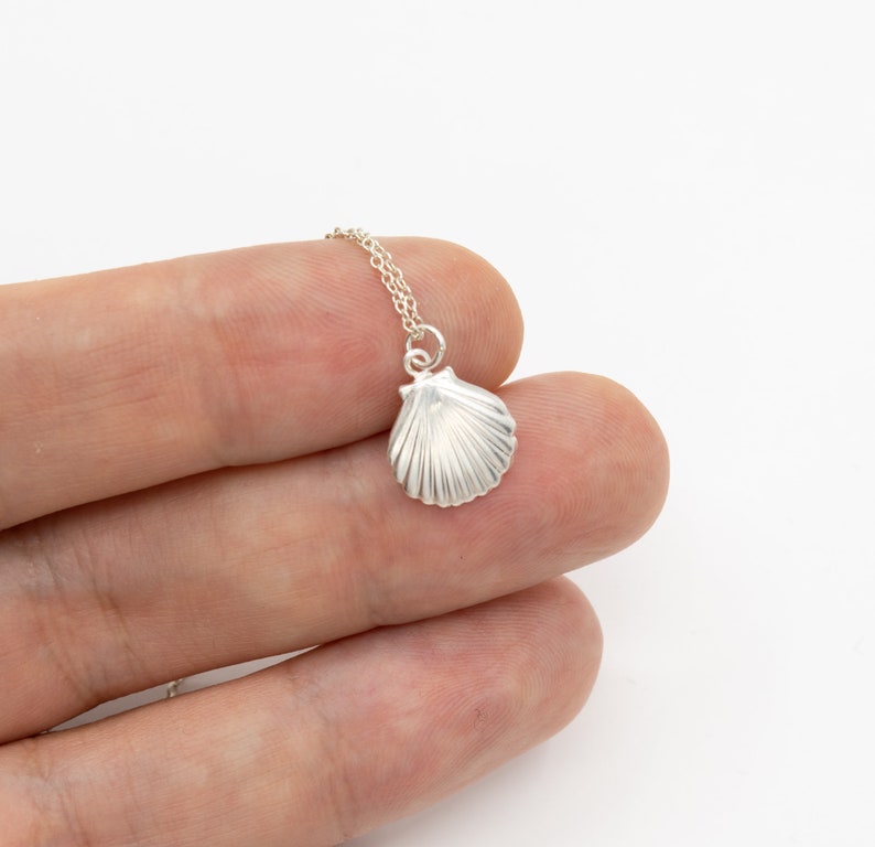 925 Sterling Silver Shell Necklace, Tiny Shell Necklace image 7
