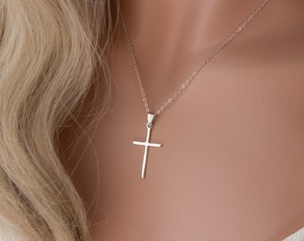 925 Sterling Silber Kreuz Halskette, religiöses Schmuck Geschenk