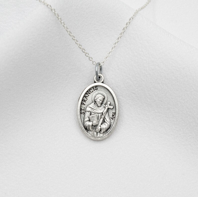 Saint Francis of Assisi Silver Medal Necklace - Etsy