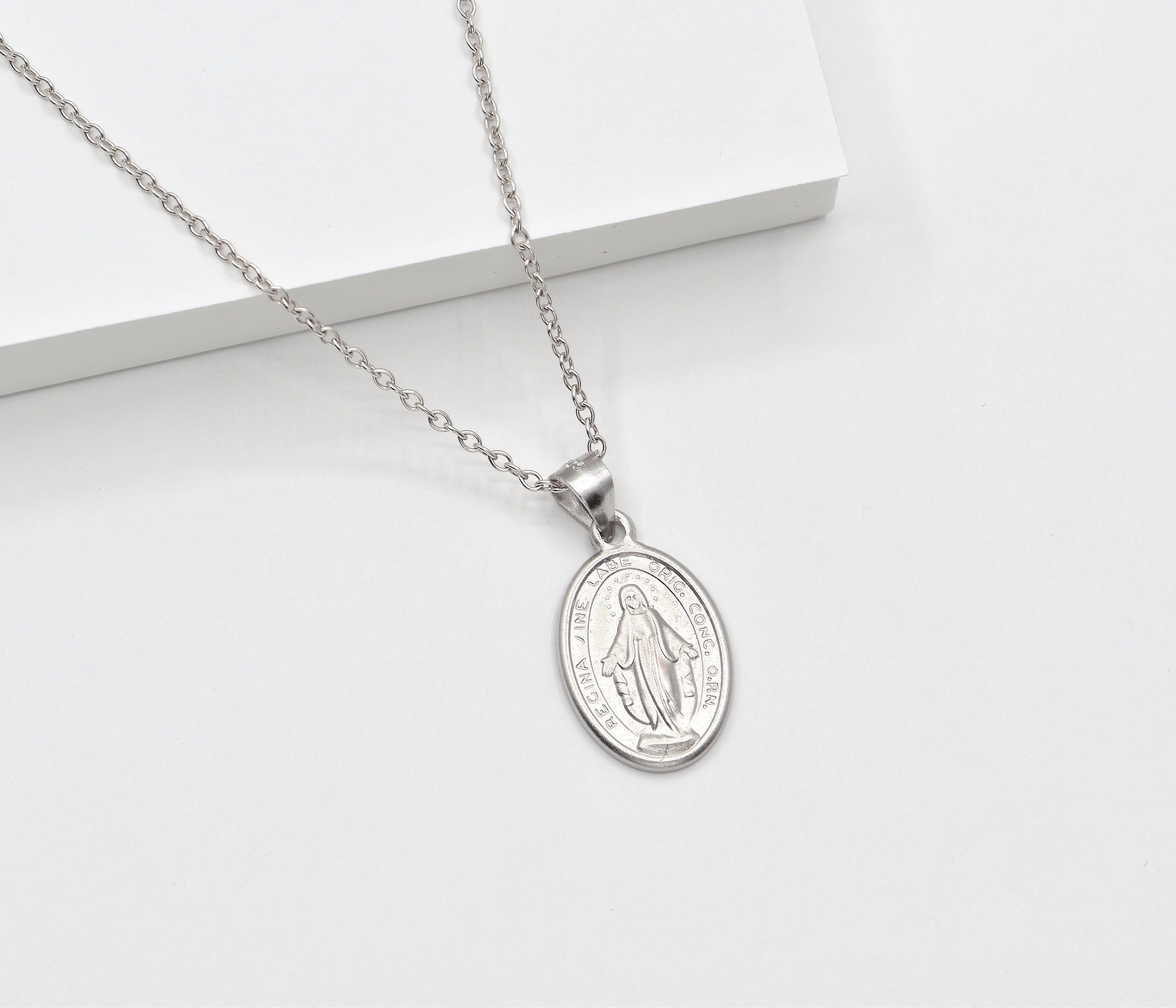 925 Sterling Silver Virgin Mary Necklace, Delicate Necklace With Virgin ...