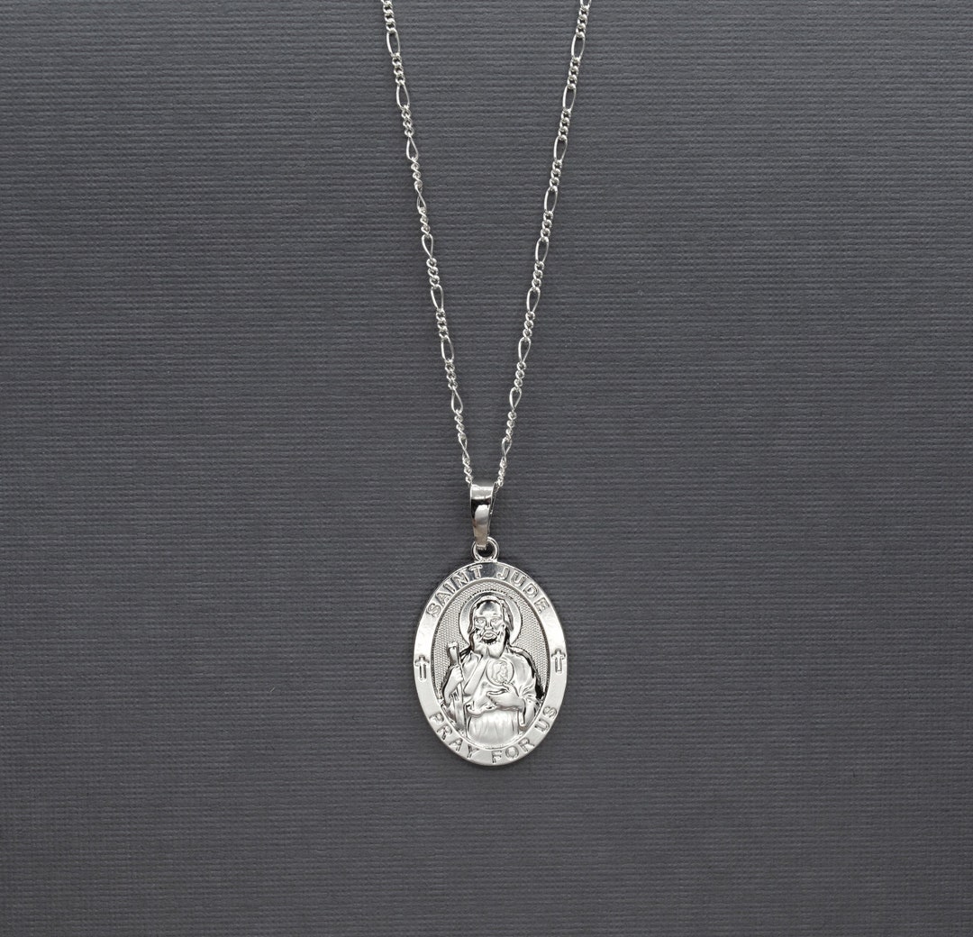 Saint Jude Medal Necklace, Silver Necklace for Hope &amp; Impossible Cause ...