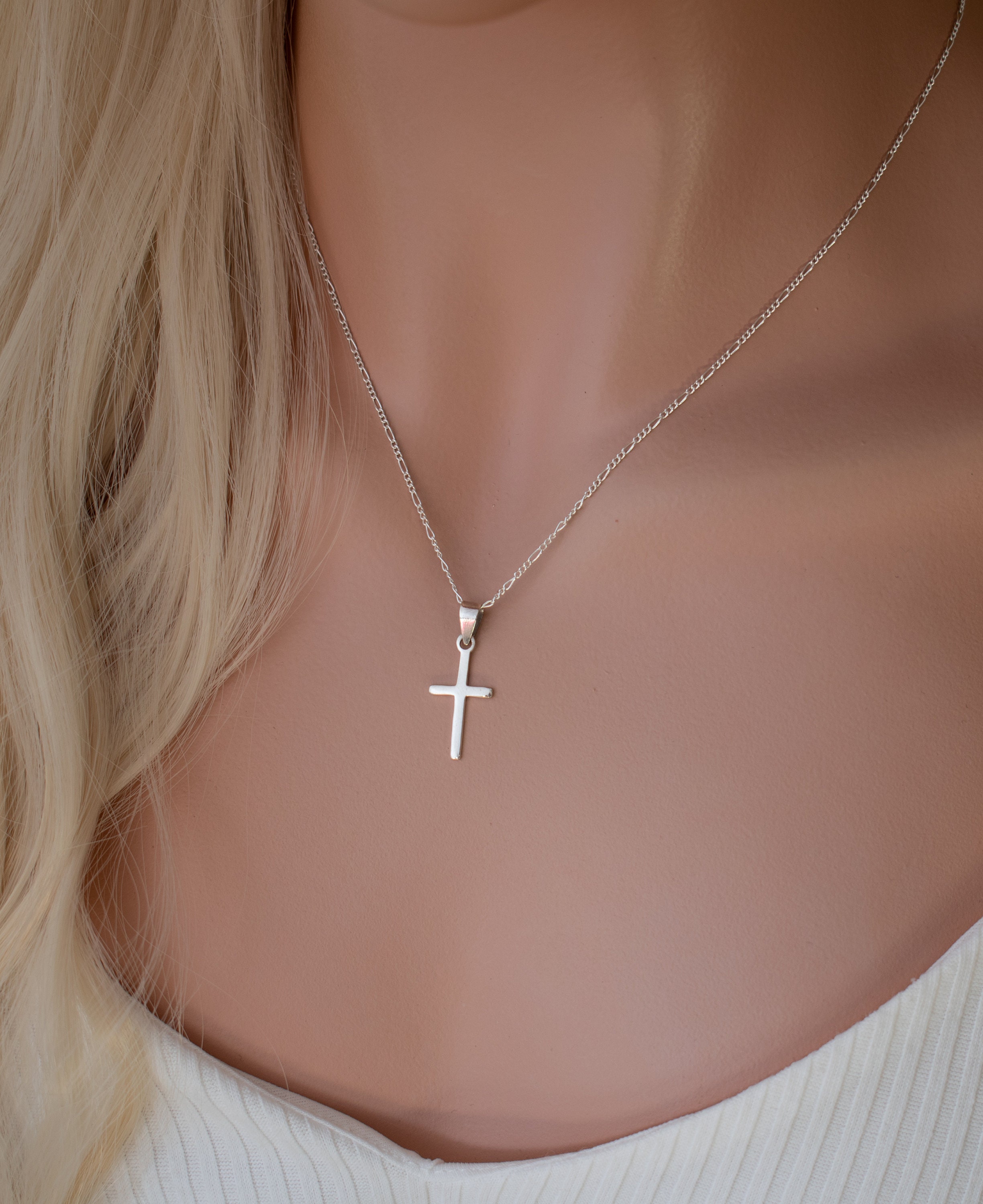 925 Sterling Silver Cross Necklace, Religious Jewelry Gift - Etsy