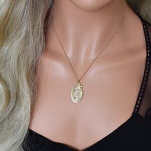 14K Gold Yellow Oval Blessed Mother Virgin Mary, Our Lady of Guadalupe ...