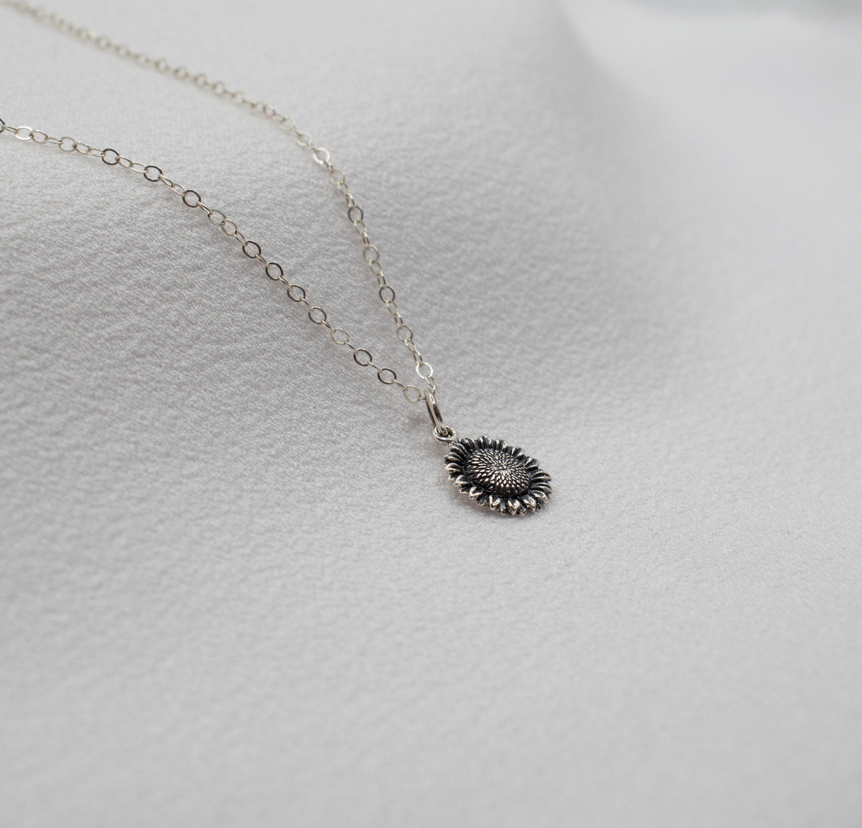 925 Sterling Silver Sunflower Necklace Flower Necklace Etsy