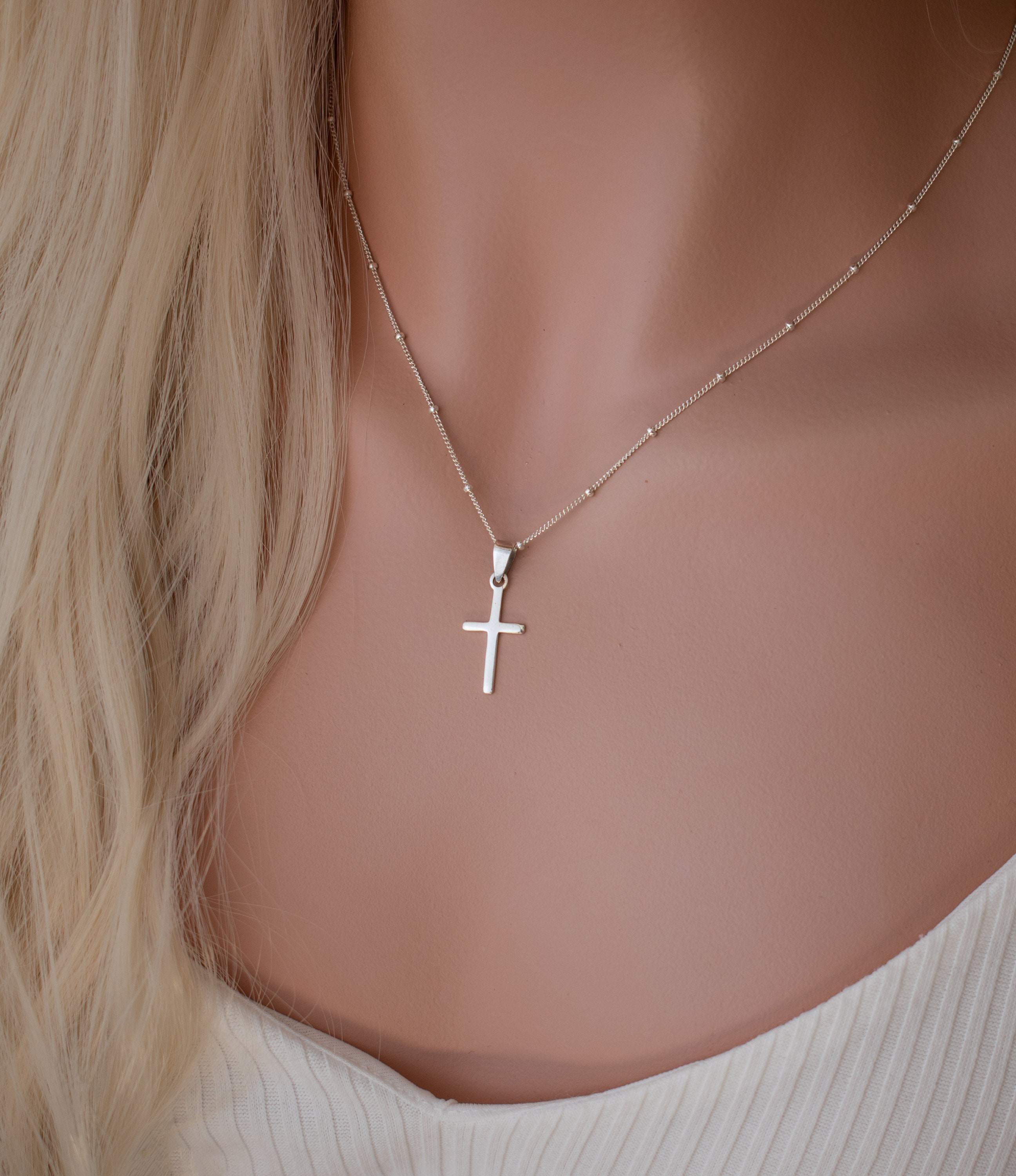 925 Sterling Silver Cross Necklace, Religious Jewelry Gift - Etsy