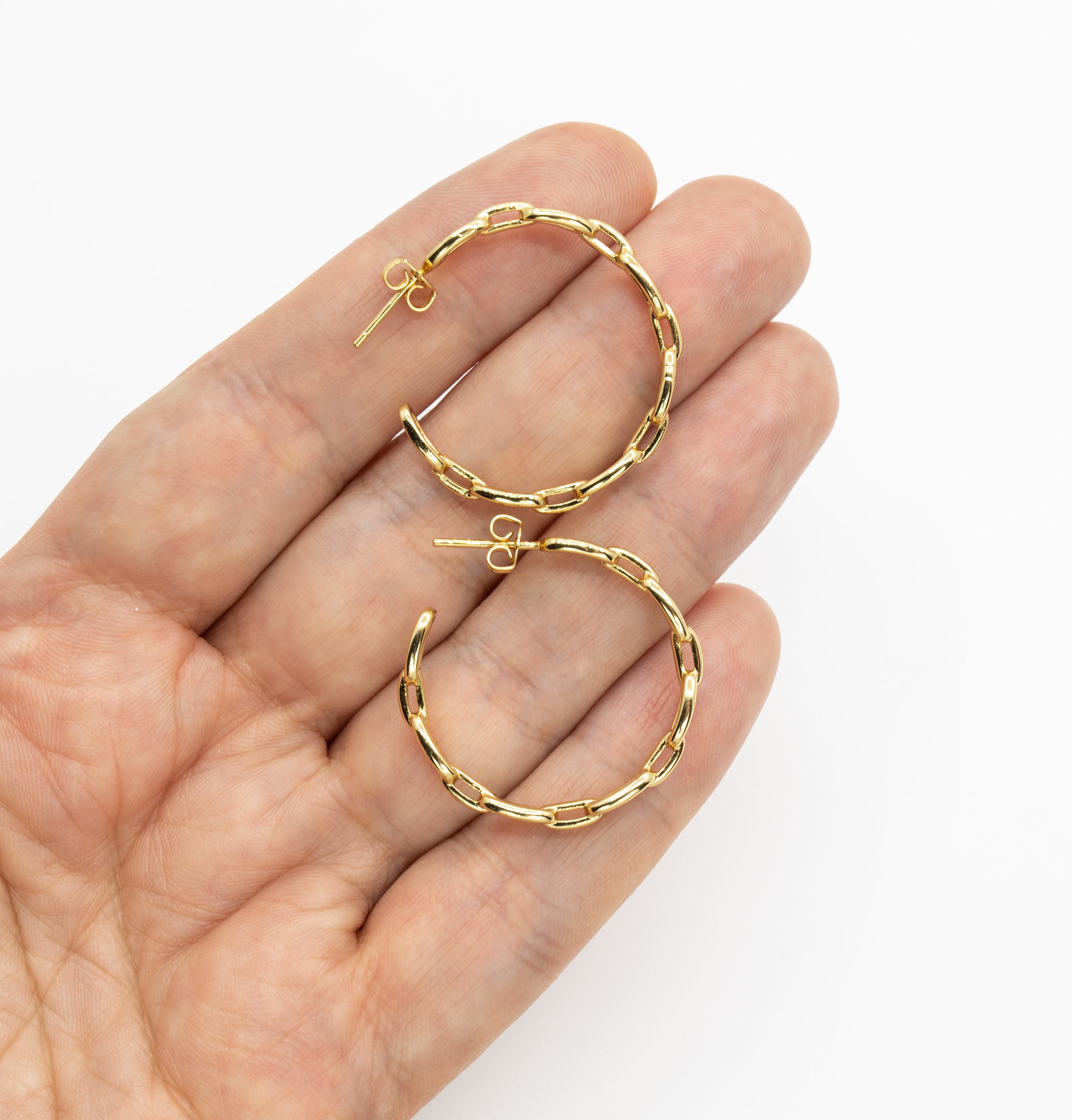 Link Chain Hoop Earrings GoldFilled Hoop Link Earring Etsy