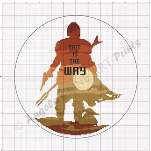 The Mandalorian and Grogu Silhouette 10" cross stitch pattern - digital download