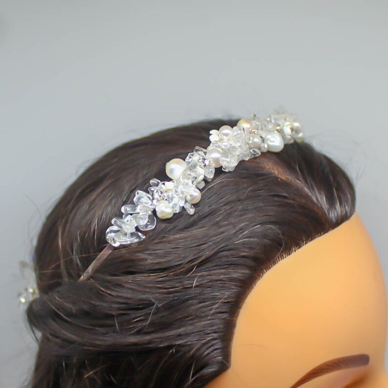 Crystal Crown Quartz Crown Quartz Bridal Tiara Pearl and Etsy