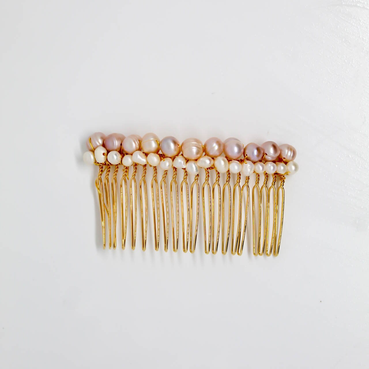 ELIZABETH Pink Freshwater Pearl Hair Comb Blush Pink Pearl Etsy