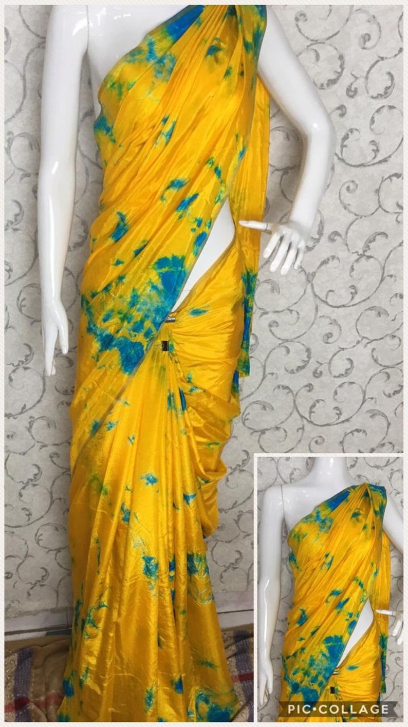 Multi Beautifully Elegant Saree Fabric Craft Tie /& Dye Printed Party Wear New Saniya Silk Sari For Women With Blouse Piece MadeInIndia