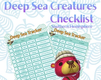 Printable Deep Sea Creature Donation Checklist (Southern Hemisphere)  / Animal Crossing New Horizons / ACNH / Instant Download / Pascal