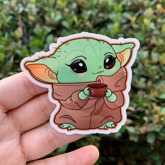 BABY YODA Decal//Tumbler Sticker//Custom Vinyl//Laptop Decal//Car Sticker 4x4.5