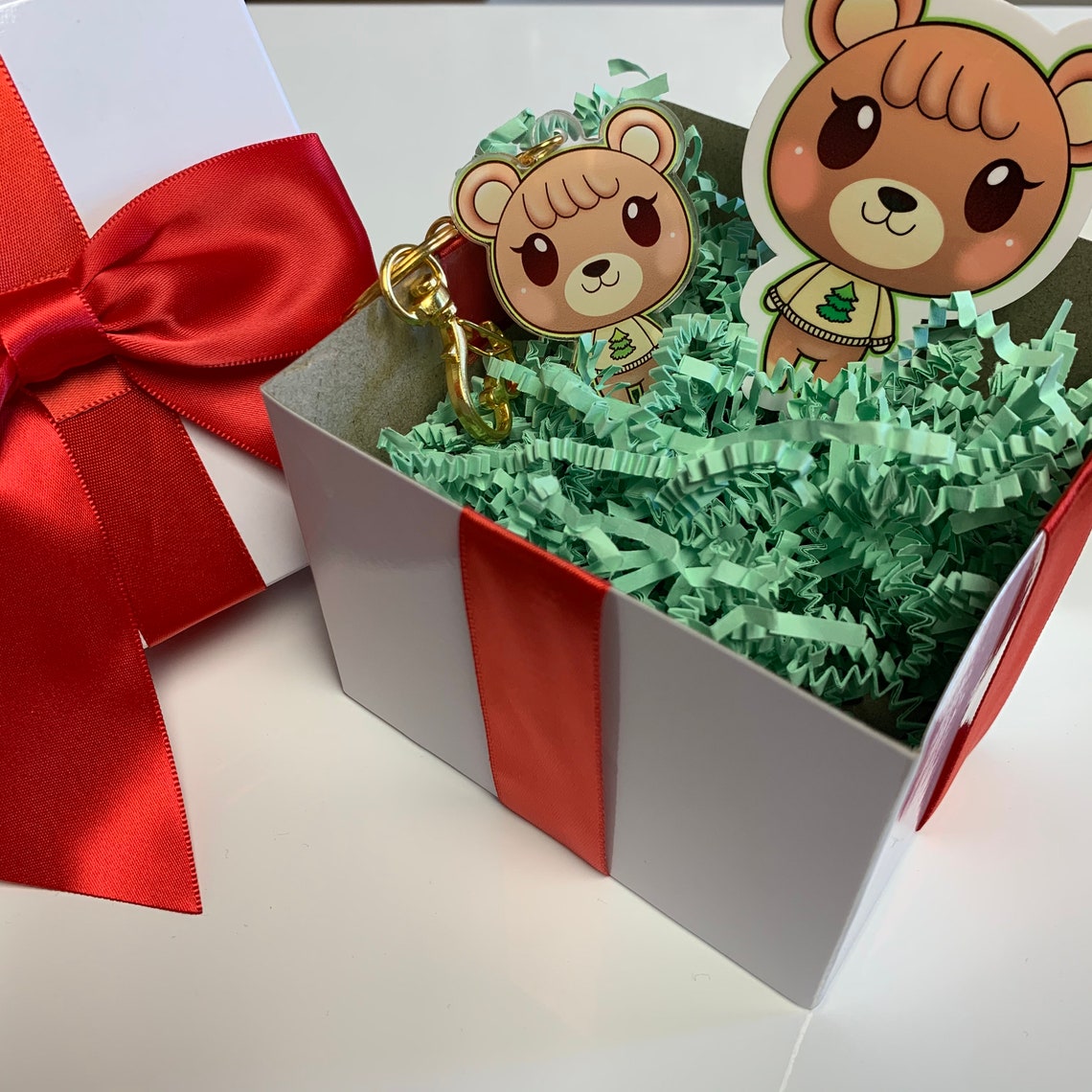 Small Animal Crossing Themed Gift Box with Ribbon and Bow / Etsy