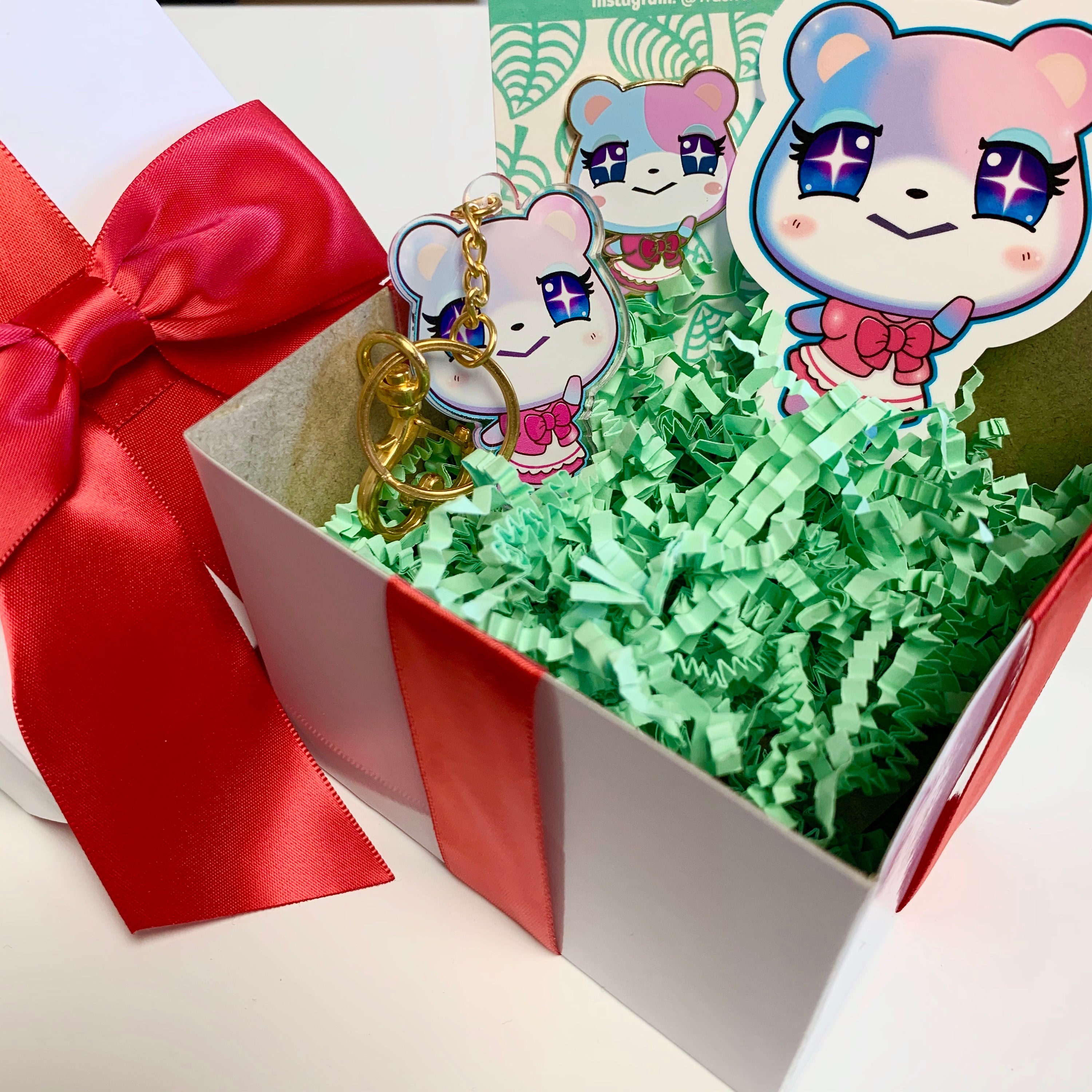 Small Animal Crossing Themed Gift Box with Ribbon and Bow / Etsy