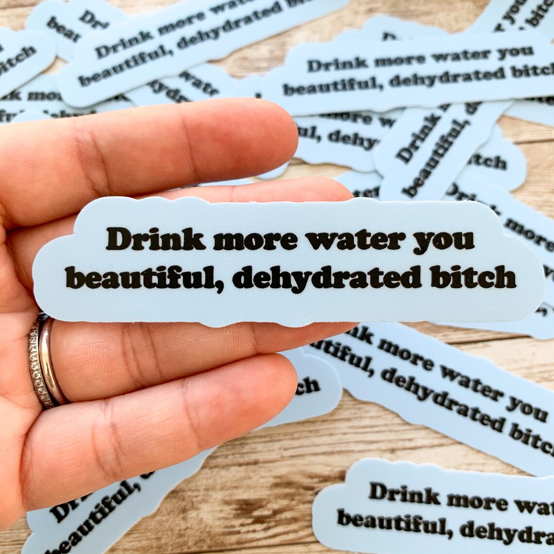 Drink More Water You Beautiful Dehydrated Bitch Vinyl Sticker Etsy