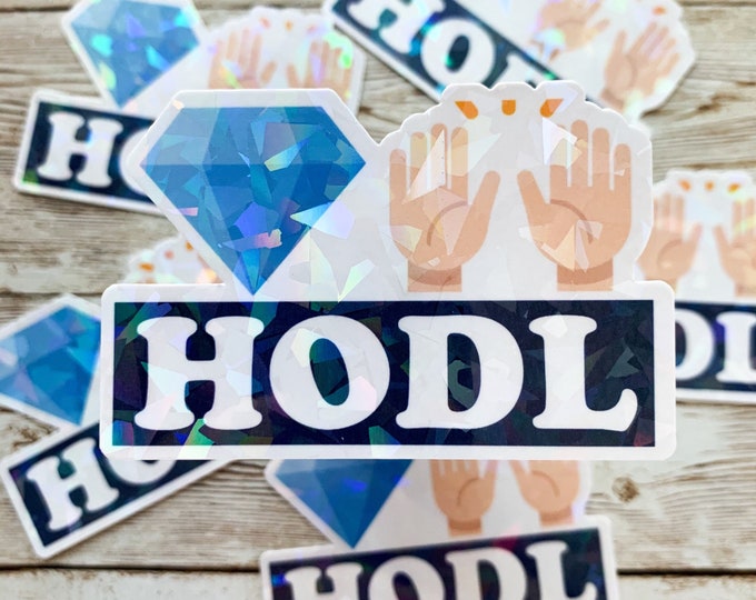 Hodl Diamond Hands Vinyl Sticker with Diamond Lamination