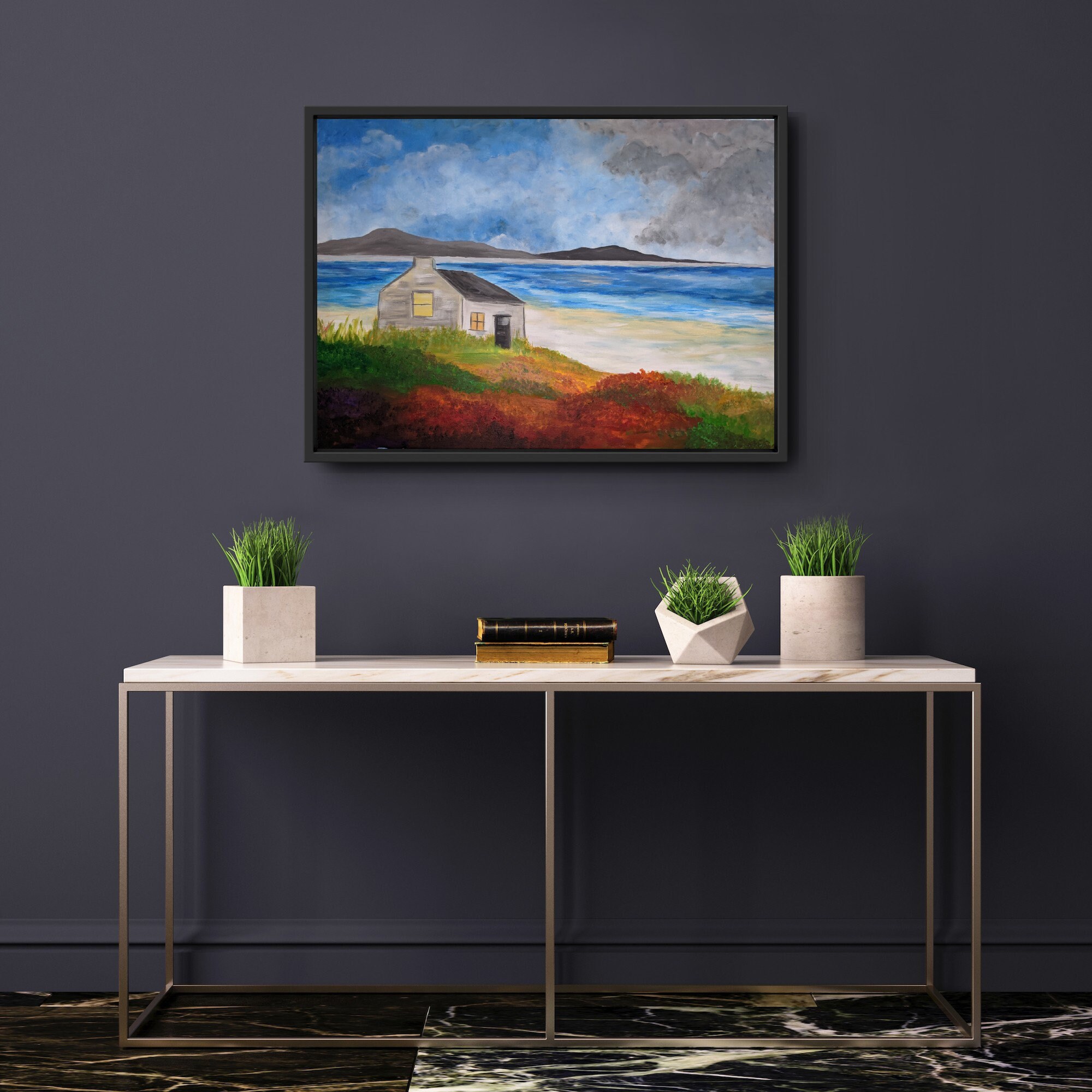 Casa de campo junto al mar pintura de colores pintura de | Etsy