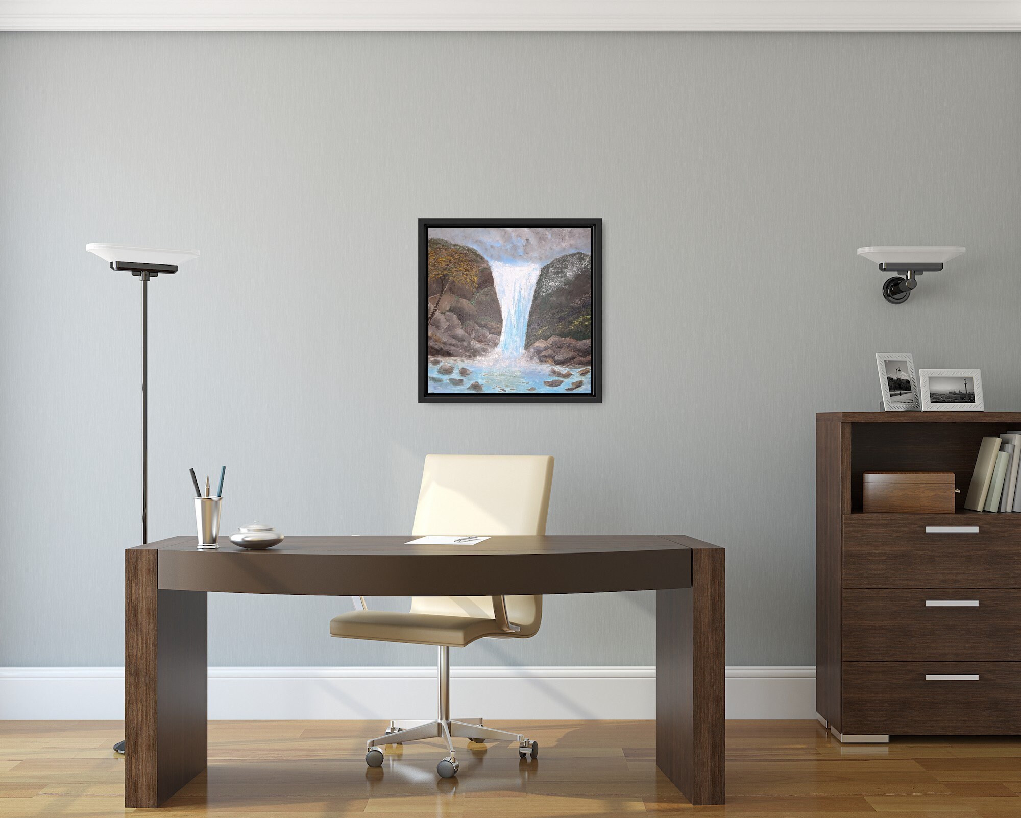 Wasserfall Malerei Wasserfall Kunst Wasserfall Leinwand | Etsy