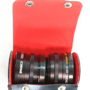 Set of 2 Ambico Video V-3100 Telephoto 1.5X & Wide Angle 0.5X Lenses with Case.