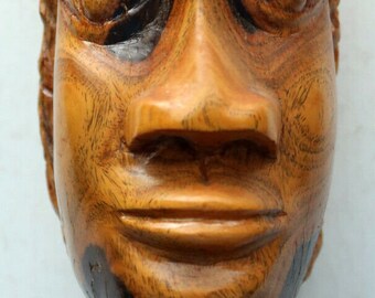 8.5 inch African Art Hand Carved Ironwood Head Sculpture Very Solid Heavy Wood