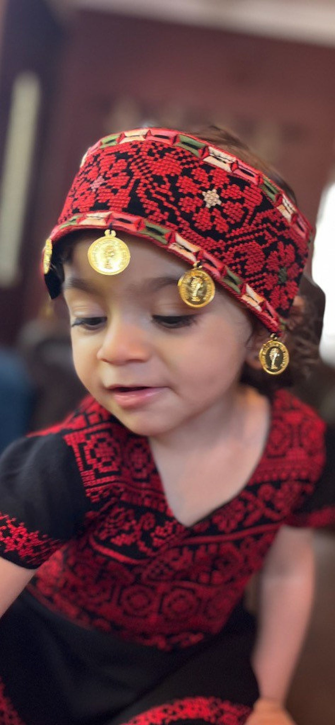 Palestinian Headband With Coins/ Jordanian Headband / Tatreez Etsy