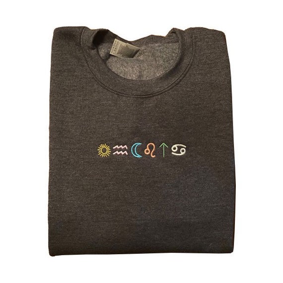 Custom Zodiac Crewneck | Personalized Sun Moon Rising Signs Embroidery | Astrology Gift | Unisex | Big 3 Zodiac Sweater