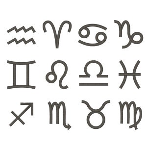 Pu&ograve; includere: Un set di 12 segni zodiacali in bianco e nero. I segni sono disposti in tre file di quattro. I segni sono: Acquario, Ariete, Cancro, Capricorno, Gemelli, Leone, Bilancia, Pesci, Sagittario, Scorpione, Toro e Vergine.