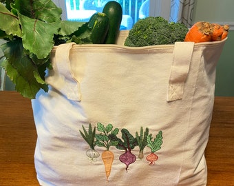 Reusable Farmers Market Grocery Canvas Tote Bag | Zipper Closure | Sustainable | Waste Free